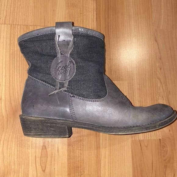 Coolway Noa Gray Leather & Textile Boho Ankle Boots‎ Womens US Size 9.5 EU 40 - Picture 1 of 11